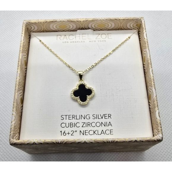 Rachel Zoe Onyx Clover Necklace – 18K Gold Plated - Picture 3 of 15